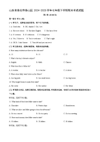 山东省泰安市泰山区2024-2025学年七年级下学期期末考试英语试题