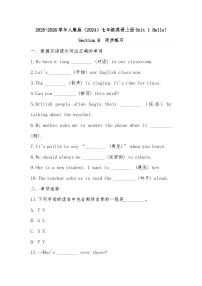 英语七年级上册（2024）Unit 1 Hello! Section B课后作业题
