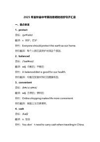 2025年吉林省中考英语单词短语好句子汇总（学案）