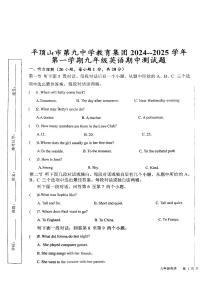 河南省平顶山市第九中学教育集团2024-2025学年九年级上学期期中考试英语试卷