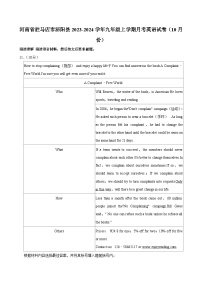 河南省驻马店市泌阳县2023-2024学年九年级上学期月考英语试卷（10月份）