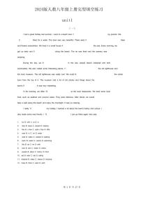 2024版人教版八年级上册英语期末完型填空Unit 1-8专项练习含答案