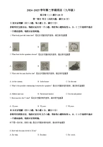 2025年安徽省合肥市新站区中考模拟英语试题（原卷版）-A4