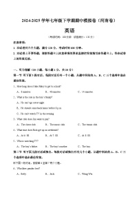 七年级英语下学期期中模拟卷（河南专用）-2024-2025学年七年级英语下学期期中模拟卷（人教版2024）（含答案、含听力）