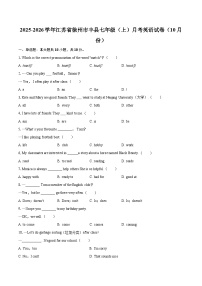 2025-2026学年江苏省徐州市丰县七年级（上）月考英语试卷（10月份）-自定义类型