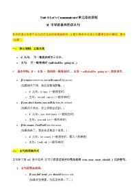 Unit 8 Let's Communicate if条件句 单元语法讲练（含答案解析）—新人教八年级英语上册
