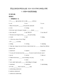 黑龙江省绥化市绥化五校2024-2025学年九年级上学期11月期中考试英语试卷（学生版）