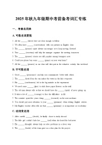 2025年秋人教版九年级上册期中考前词汇专练
