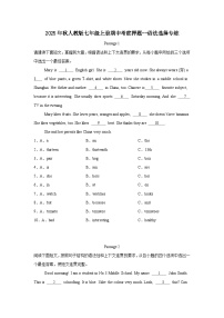 2025年秋人教版七年级上册期中考前押题--语法选择专练（含答案）