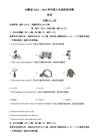 安徽省合肥市巢湖市九年级上学期期末考试英语试题（原卷版）-A4