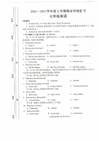 河南省驻马店市平舆县2024-2025学年七年级上学期1月期末考试英语试题