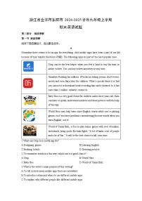 浙江省金华市东阳市2024-2025学年九年级上学期期末英语试卷（解析版）