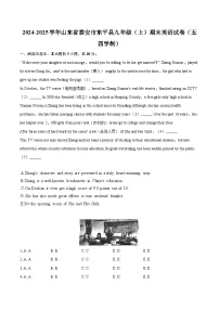 2024-2025学年山东省泰安市东平县九年级（上）期末英语试卷（五四学制）-自定义类型