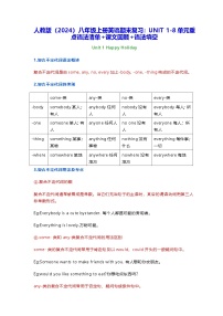 人教版（2024）八年级上册英语期末复习：UNIT 1-8单元重点语法清单+课文回顾+语法填空（无答案） 讲义