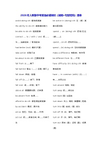 2026年人教版中考英语必背知识（词组+句型结构）清单 讲义