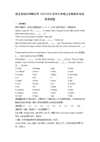 2024-2025学年浙江省绍兴市嵊州市七年级上学期期末考试 (解析版)英语试卷