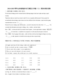2024-2025学年山东省临沂市兰陵县九年级（上）期末英语试卷-自定义类型