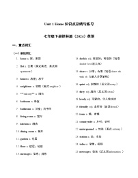 初中英语牛津译林版（2024）七年级下册（2024）Unit 1 Home精品综合训练题