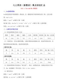 人教版2024版七年级上册英语期末重点语法知识点汇总