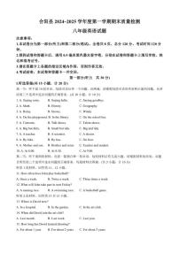 陕西省渭南市合阳县2024~2025学年八年级上学期期末质量检测英语试题（有答案）
