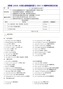 译林版（2024）七年级上册英语期末复习：Unit 1~8 高频考点知识点汇编（含答案） 讲义