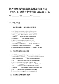 期末复习之（词汇 & 语法）专项训练（Units 1_6）2025-2026学年外研版英语七年级上册