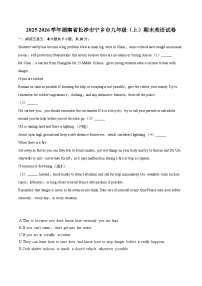 2025-2026学年湖南省长沙市宁乡市九年级（上）期末英语试卷-自定义类型