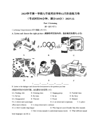 上海市普陀区2025_2026学年九年级上学期12月阶段练习英语试卷（文字版，含答案）