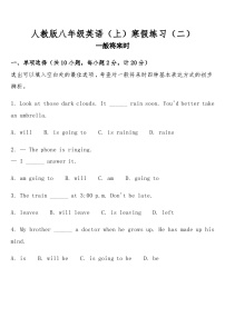 寒假练习 2 一般将来时  人教版英语八年级上册