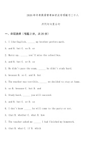 专项练习二十八 (并列句与复合句) 中考英语常考知识点专项练习