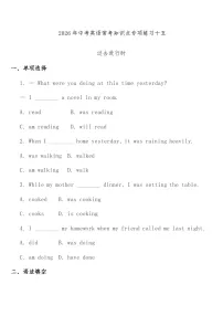 专项练习十五 (过去进行时) 中考英语常考知识点专项练习