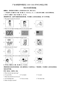 2025-2026学年广东省揭阳市揭西县九年级上学期期末考试英语试卷（学生版）