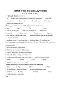 2025-2026学年江苏省南京市名校七年级上学期期末模拟英语（含答案）试卷