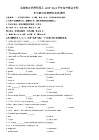 2025-2026学年安徽省合肥市肥西县九年级上学期期末教学质量检测英语试卷（学生版）