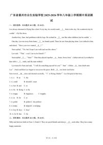 2025-2026学年广东省惠州市合生实验学校八年级上学期期中英语测试（含答案）
