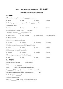 初中英语沪外教版（2024）七年级下册（2024）Unit 7 Who we areC Grammaring课时练习