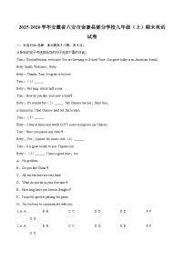2025-2026学年安徽省六安市金寨县部分学校九年级（上）期末英语试卷-自定义类型