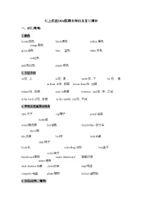 期末知识点复习清单  人教版英语（2024）七年级上册