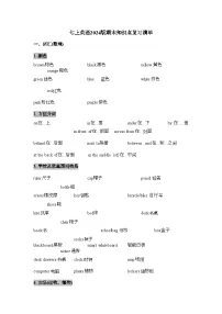 期末知识点复习清单 人教版英语（2024）七年级上册