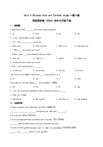 初中英语牛津译林版（2024）七年级下册（2024）Unit 4 Chinese folk art当堂达标检测题