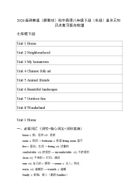 2026春译林版（新教材）初中英语七年级下册（全册）各单元知识点复习要点梳理