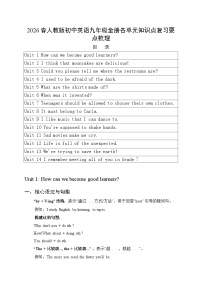 2026春人教版初中英语九年级全册各单元知识点复习要点梳理