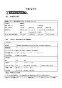 专题01 名词  备战2020年中考英语语法专题加餐练