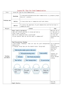 英语九年级下册Lesson 50 Tips for Good Communication教案