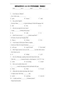 湖南省邵阳市2020年中考英语真题含解析