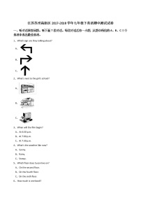 江苏苏州高新区2017-2018学年七年级下英语期中测试试卷（解析版）