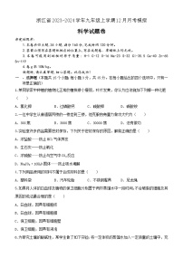 浙江省2023-2024学年九年级上学期12月月考模拟科学卷