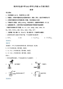 浙江省杭州市弘益中学2023-2024学年九年级上学期10月月考科学试题（解析版）