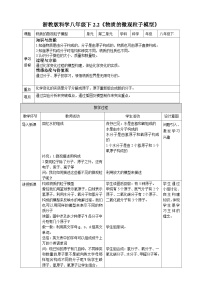 初中科学浙教版八年级下册第2节 物质的微观粒子模型教案