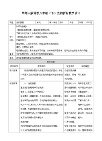 华师大版八年级下册2 光的折射教学设计